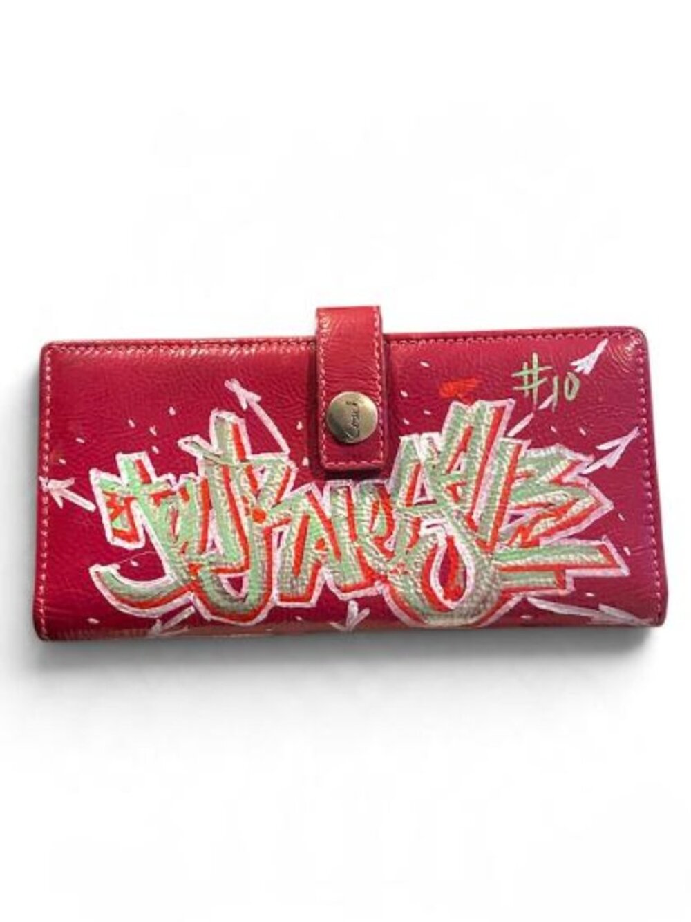 Coach Red Graffiti Leather Clutch Wallet